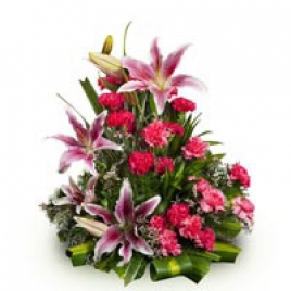Arrangement Of Lilies And Carnations
